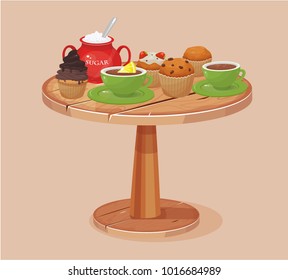 Cupcakes, Tea Party, Vector Illustration