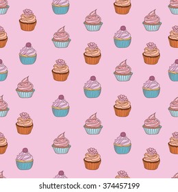 Cupcakes texture on pink background