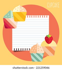 Cupcakes vector card  in flat style