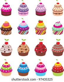 Cupcakes. vector, color full, no gradient