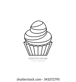 Cupcakes vector concept. Illustration Ready for Print  or Using as Logotype with High Quality. Liner style
