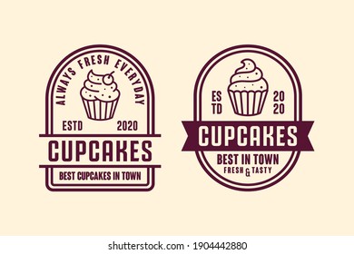 Cupcakes vector design premium logo