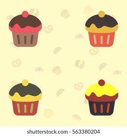 Cupcakes vector icons
