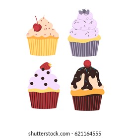 Cupcakes . Vector illustration.