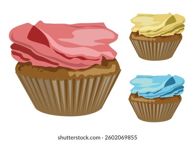 Cupcakes vector illustration on white background
