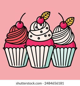cupcakes vector lineart illustrations vector