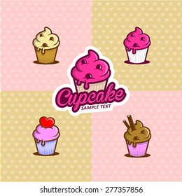 cupcakes vector set