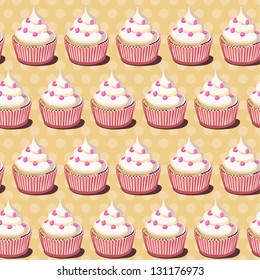 Cupcakes vintage vector illustrations