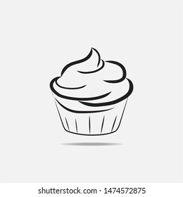 cupcakes in white isolated background in brush style