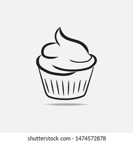 cupcakes in white isolated background line style color black