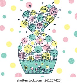 Cupcakes&polka dot. Vector illustration.