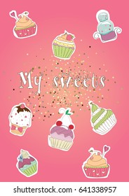cupcakes,vector illustration