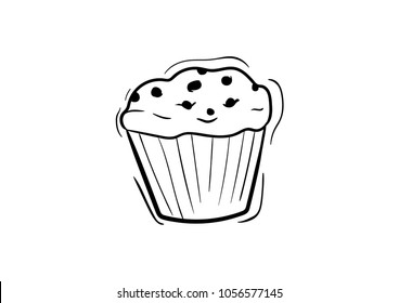 cupe cake doodle icon vector 