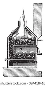 Cupellation furnace, vintage engraved illustration. Industrial encyclopedia E.-O. Lami - 1875.
