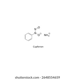 Cupferron skeletal structure. Chelating agent compound schematic illustration. Simple diagram, chemical formula.