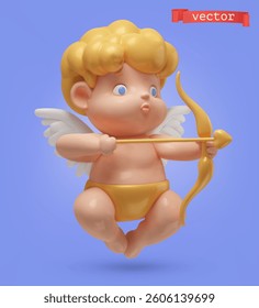 Cupid 3d cartoon vector icon