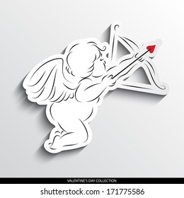 Cupid abstract silhouette on white paper background. Valentine's day vector collection.