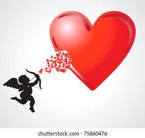 cupid adding more hearts in the big heart