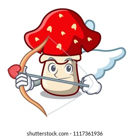 Cupid amanita mushroom character cartoon