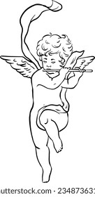 Cupid Angel art. Baby angel with wings.