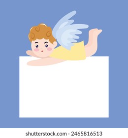 cupid angel with blank banner design