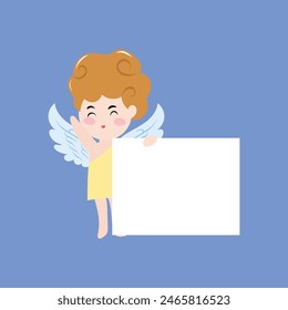 cupid angel with blank banner design