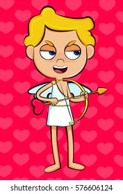 Cupid angel, grinning and looking for his next target