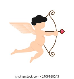 Cupid angel icon logo vector illustration template. Cupid silhouette vector illustration for valentine day, wedding, greeting card. Cupid vector illustration isolated on white background.