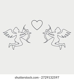 Modelo de ilustração vetorial de logotipo de ícone de anjo cupido. Ilustração vetorial de silhueta cupida para o dia dos namorados.