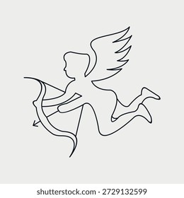 Modelo de ilustração vetorial de logotipo de ícone de anjo cupido. Ilustração vetorial de silhueta cupida para o dia dos namorados.