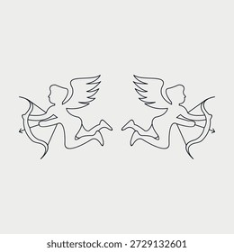 Modelo de ilustração vetorial de logotipo de ícone de anjo cupido. Ilustração vetorial de silhueta cupida para o dia dos namorados.