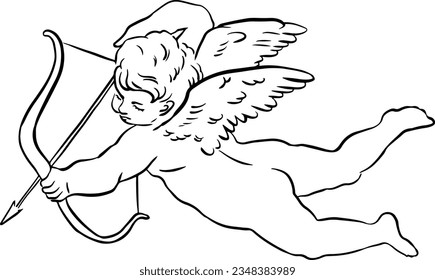 Cupid Engel Line Art. С jugendlicher Engel.