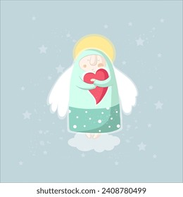 Dibujo vectorial del personaje de amor de ángel cupido para el día de San Valentín o novias