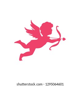 Cupid Angel of love silhouette. Symbol of love. Valentines day clip art.