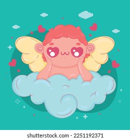 cupid angel lying in cloud character