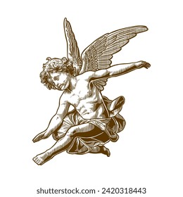 cupid angel with old engraving style	
