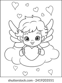 cupid angel valentine heart coloring book for children