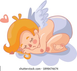 cupid angel  valentine's day color vector  illustration