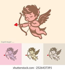 Ilustração do vetor do anjo do cupido, vetor do cupido dos namorados, ícone do anjo do bebê, ilustração do pequeno anjo.