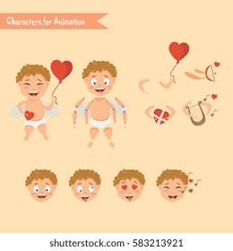 Cupid angels icons set 
