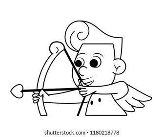 Cupid with arch in black and white