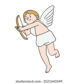 Cupid with arch hand drawn illustration vector