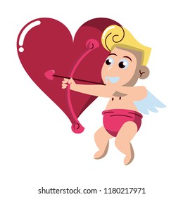 Cupid with arch on heart