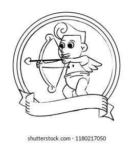 Cupid with arch on round emblem sketch