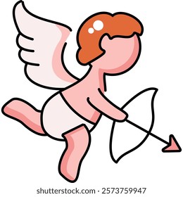 Cupid with arrow and Bow Isolated Vector Illustration