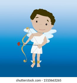 Cupid with arrow and bow - vector illustration