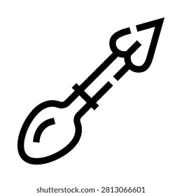 Cupid arrow featuring a heart shaped tip and fletching, symbolizing love, romance, and valentine's day celebrations, rendered in a modern outline style