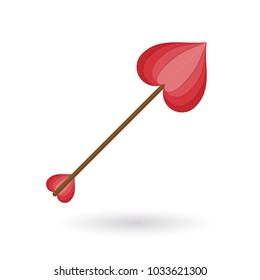 Cupid arrow festive attribute of St. Valentine's day.  Vector illustration isolated on a white background.
