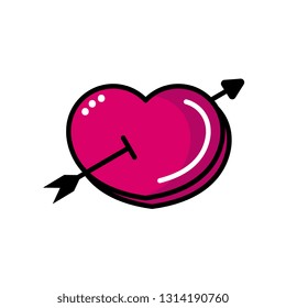 Cupid arrow with heart, icon vector sign, Love symbol, logo illustration