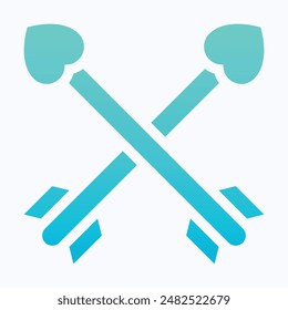 Cupid Arrow Heart Symbol, Love And Romance, Isolated Gradient Vector Icon.